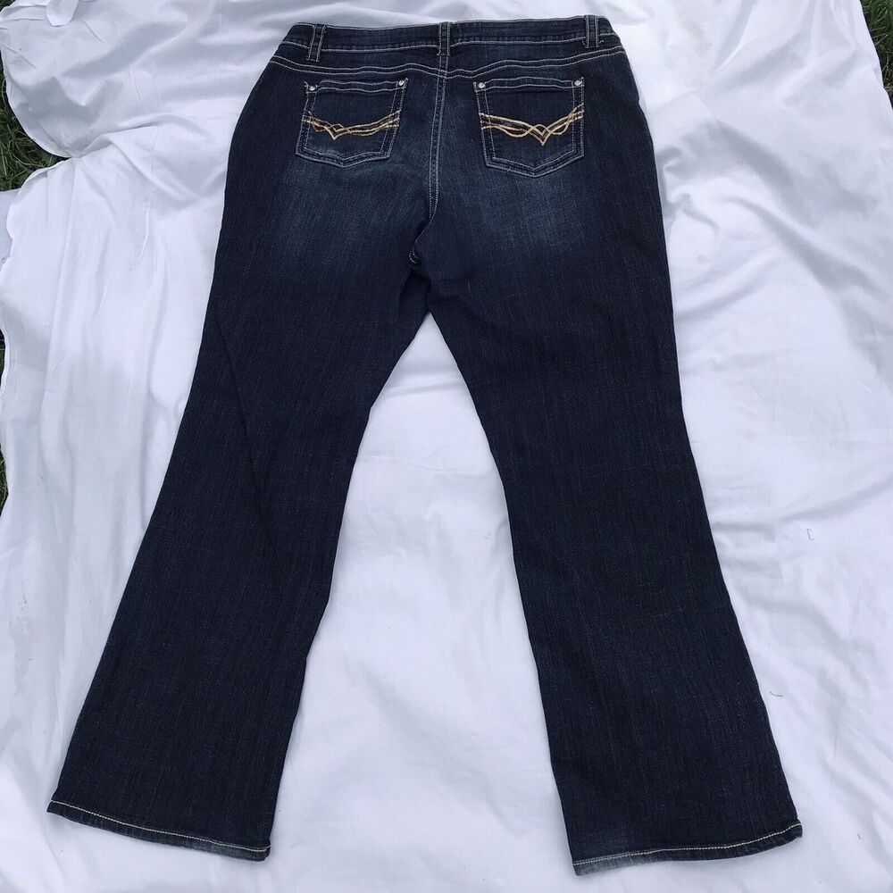 A.N.A. Womens Dark Denim Flare Vtg Y2k  Curvy Bootcut Jeans Plus size 22w Bling